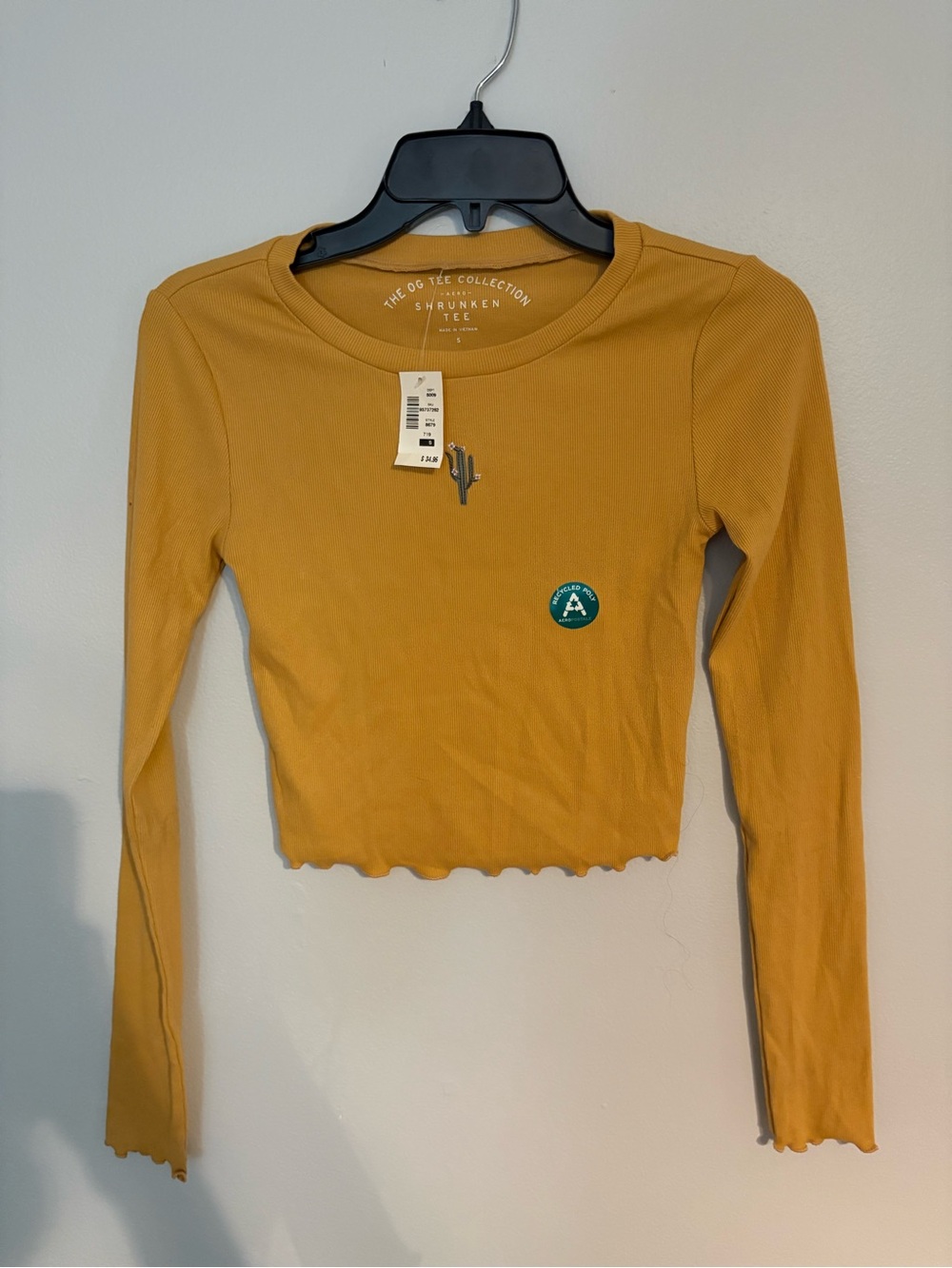 Aeropostale Mustard Long-Sleeve Crop Top